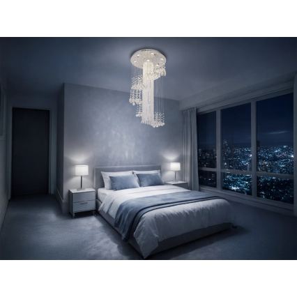 Lámpara de techo de cristal LED NAURU LED/24W/230V Ø 45 cm cromo brillante + mando a distancia
