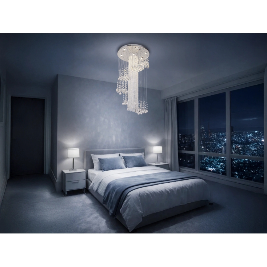 Lámpara de techo de cristal LED NAURU LED/24W/230V Ø 45 cm cromo brillante + mando a distancia