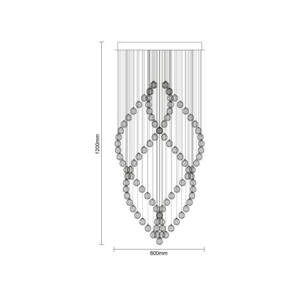 Lámpara de techo de cristal LED NAURU LED/30W/230V Ø 60 cm cromo pulido + mando a distancia