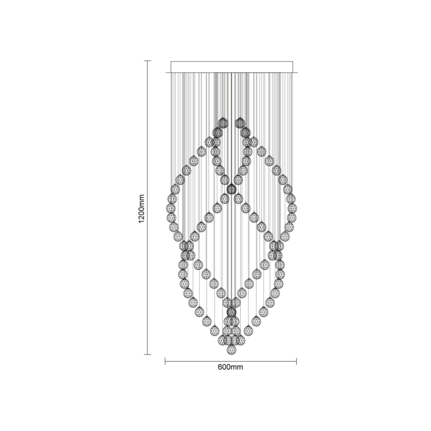 Lámpara de techo de cristal LED NAURU LED/30W/230V Ø 60 cm cromo pulido + mando a distancia