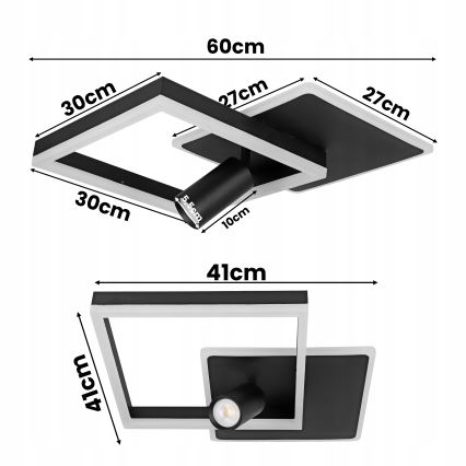 Lámpara de techo LED LED/38W/230V + 1xGU10/30W negra