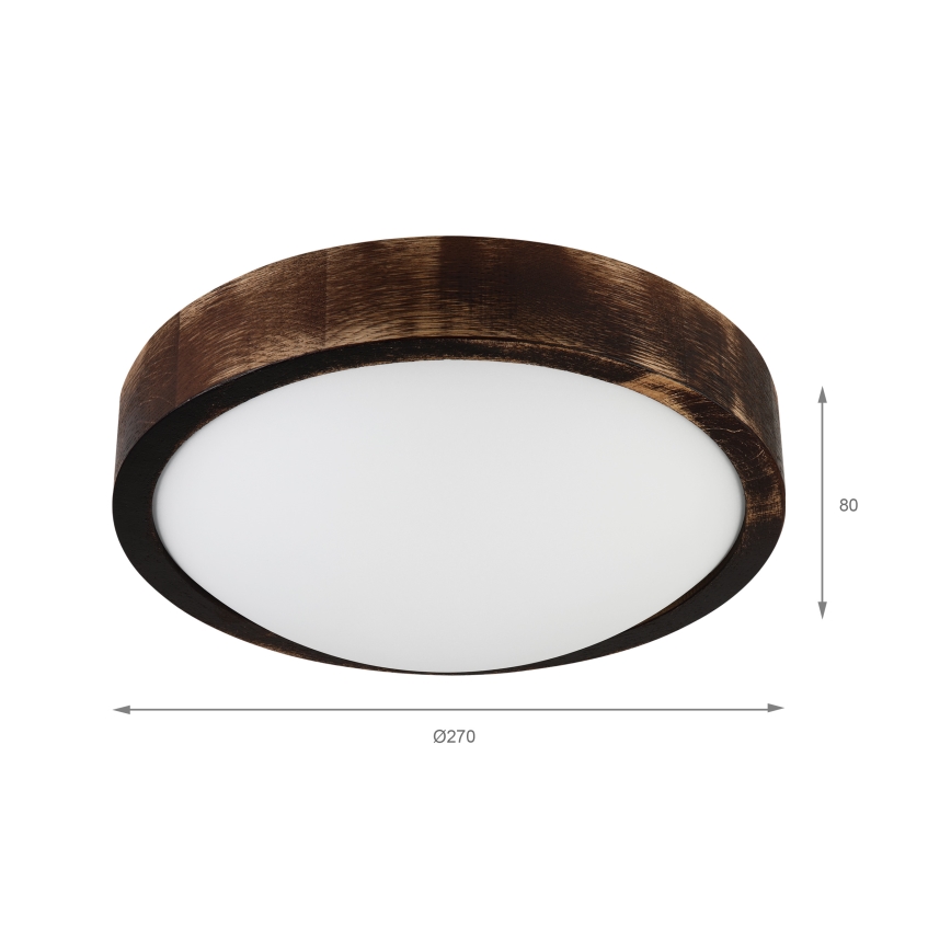 Lámpara de techo LED OAK SMOKY SLIM LED/20W/230V/4000K Ø 27 cm roble/marrón oscuro