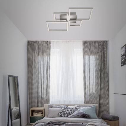 Lámpara de techo LED regulable 42W/230V 3000K cromo mate