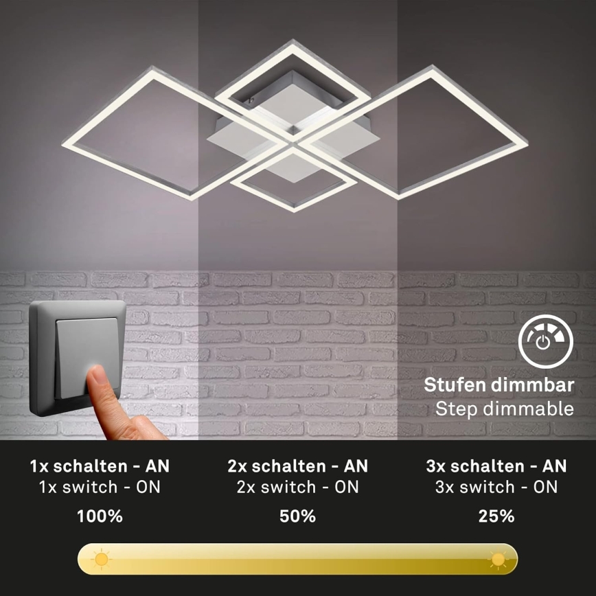 Lámpara de techo LED regulable 42W/230V 3000K cromo mate