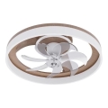 Lámpara de techo LED regulable con ventilador LED/40W/230V 3000-6500K Ø 50 cm marrón/blanco + mando a distancia