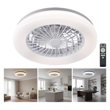 Lámpara de techo LED regulable con ventilador VENTELUX LED/24W/230V 3000/4000/6500K Ø 45 cm blanca + control remoto