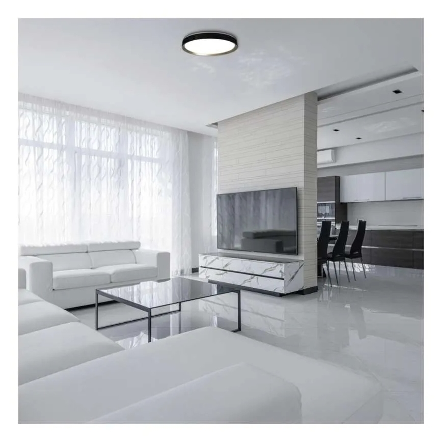 Lámpara de techo LED regulable ILVI LED/45W/230V 2700-6500K diámetro 50 cm negro/latón + control remoto