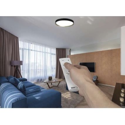 Lámpara de techo LED regulable ILVI LED/45W/230V 2700-6500K diámetro 50 cm negro/latón + control remoto