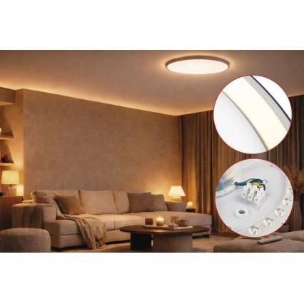 Lámpara de techo LED regulable ILVI LED/45W/230V 2700-6500K diámetro 50 cm negro/latón + control remoto