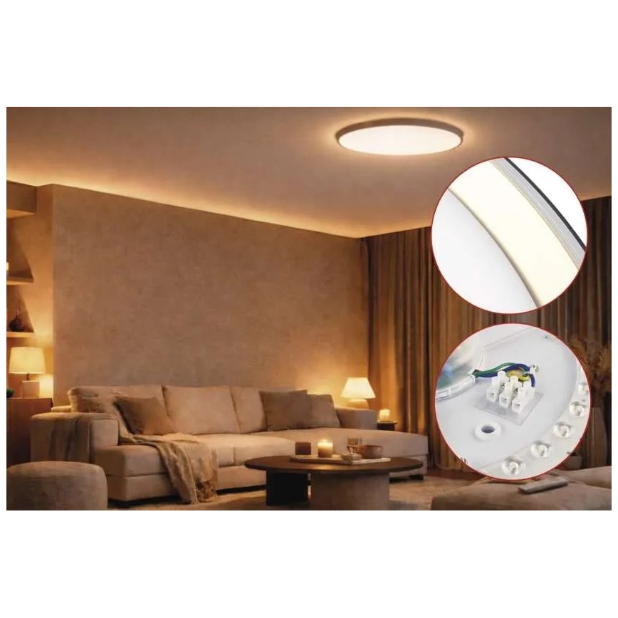 Lámpara de techo LED regulable ILVI LED/45W/230V 2700-6500K diámetro 50 cm negro/latón + control remoto