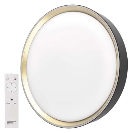 Lámpara de techo LED regulable ILVI LED/45W/230V 2700-6500K diámetro 50 cm negro/latón + control remoto