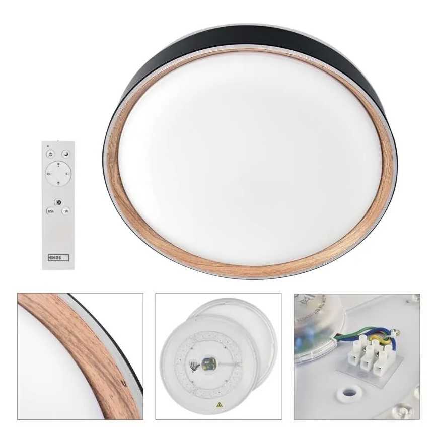 Lámpara de techo LED regulable ILVI LED/45W/230V 2700-6500K Ø 50 cm negro/beige + mando a distancia