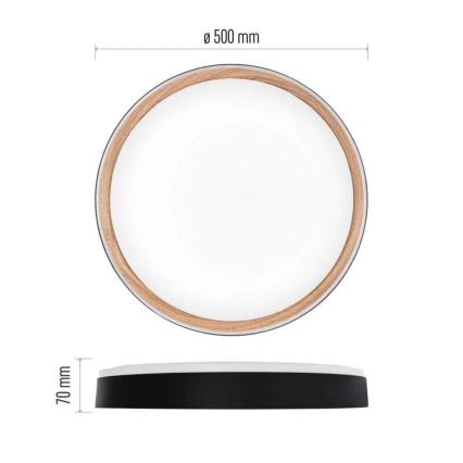 Lámpara de techo LED regulable ILVI LED/45W/230V 2700-6500K Ø 50 cm negro/beige + mando a distancia
