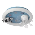 Lámpara de techo LED regulable infantil con ventilador 48W/230V 3000/4000/6000K Ø 50 cm azul + mando a distancia