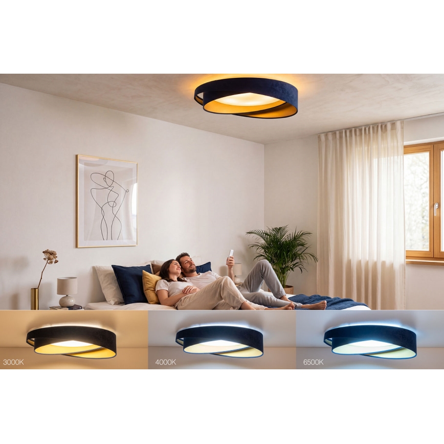 Lámpara de techo LED regulable SMART GALAXY MODERN LED/24W/230V 3000-6500K Ø 55 cm azul/dorado + mando a distancia