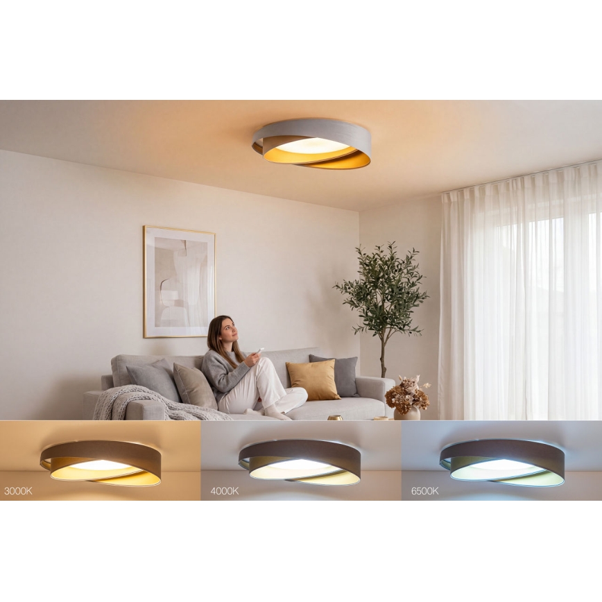 Lámpara de techo LED regulable SMART GALAXY MODERN LED/24W/230V 3000-6500K Ø 55 cm gris/dorado + mando a distancia