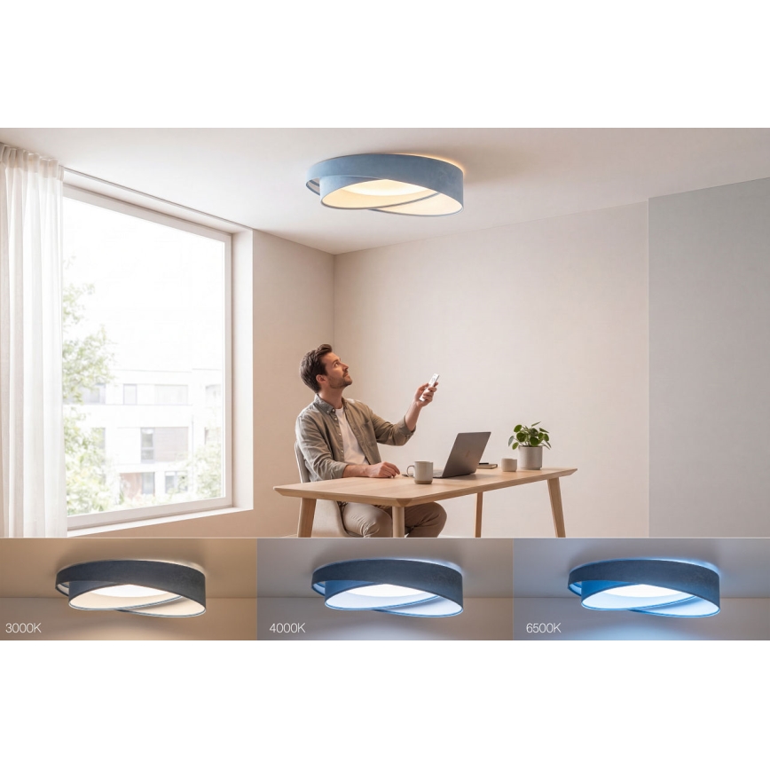 Lámpara de techo LED regulable SMART GALAXY MODERN LED/24W/230V 3000-6500K Ø 55 cm azul + mando a distancia