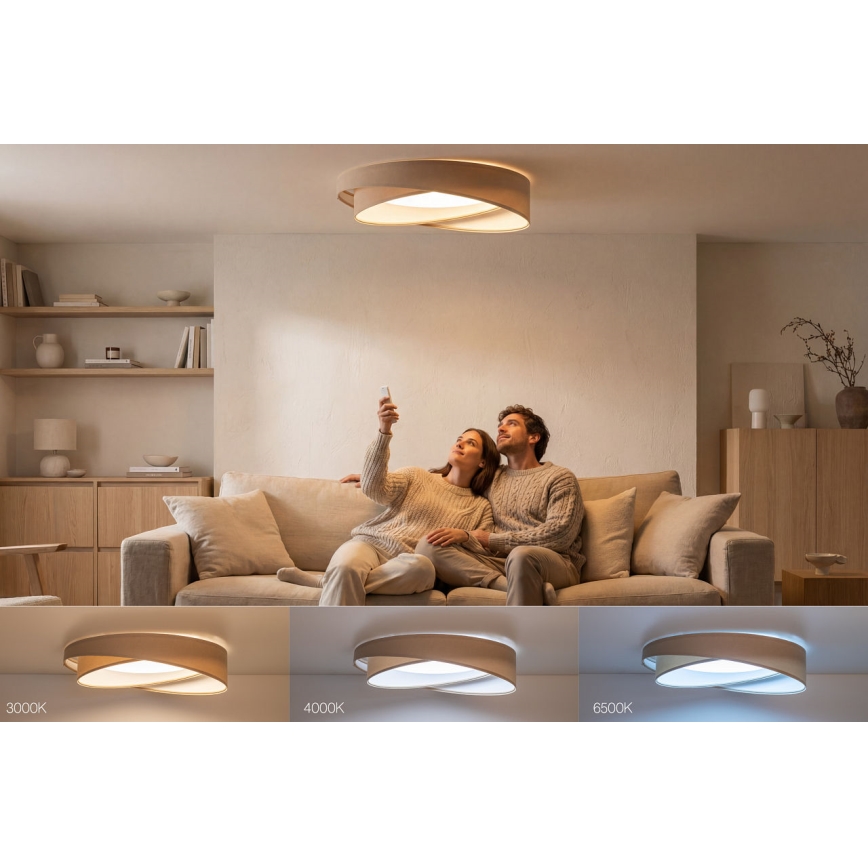Luminaria LED de techo regulable SMART GALAXY MODERN LED/24W/230V 3000-6500K Ø 55 cm beige/blanco + mando a distancia