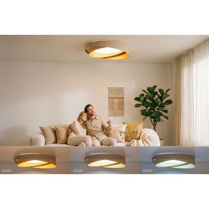 Lámpara de techo LED regulable SMART GALAXY MODERN LED/24W/230V 3000-6500K diámetro de 55 cm beige/dorado + mando a distancia