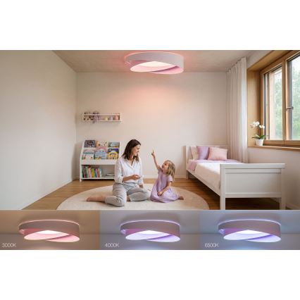 Lámpara de techo LED regulable SMART GALAXY MODERN LED/24W/230V 3000-6500K diámetro 55 cm blanco/morado + mando a distancia