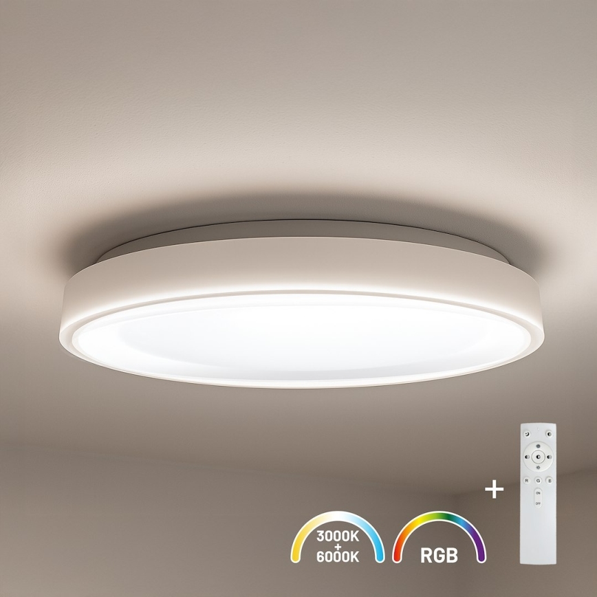 Plafón LED RGBW regulable MELO LED/36W/230V 3000-6000K Ø 39 cm blanco + mando a distancia