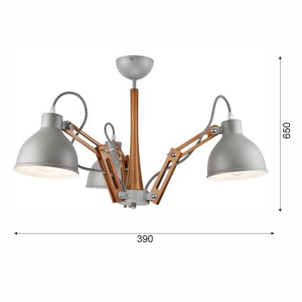 Lámpara de techo empotrada MARCELLO 3xE27/60W/230V haya