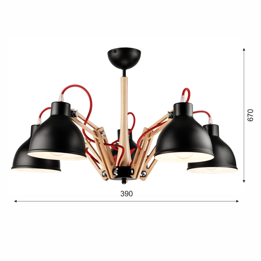 Lámpara de techo empotrada MARCELLO 5xE27/60W/230V haya