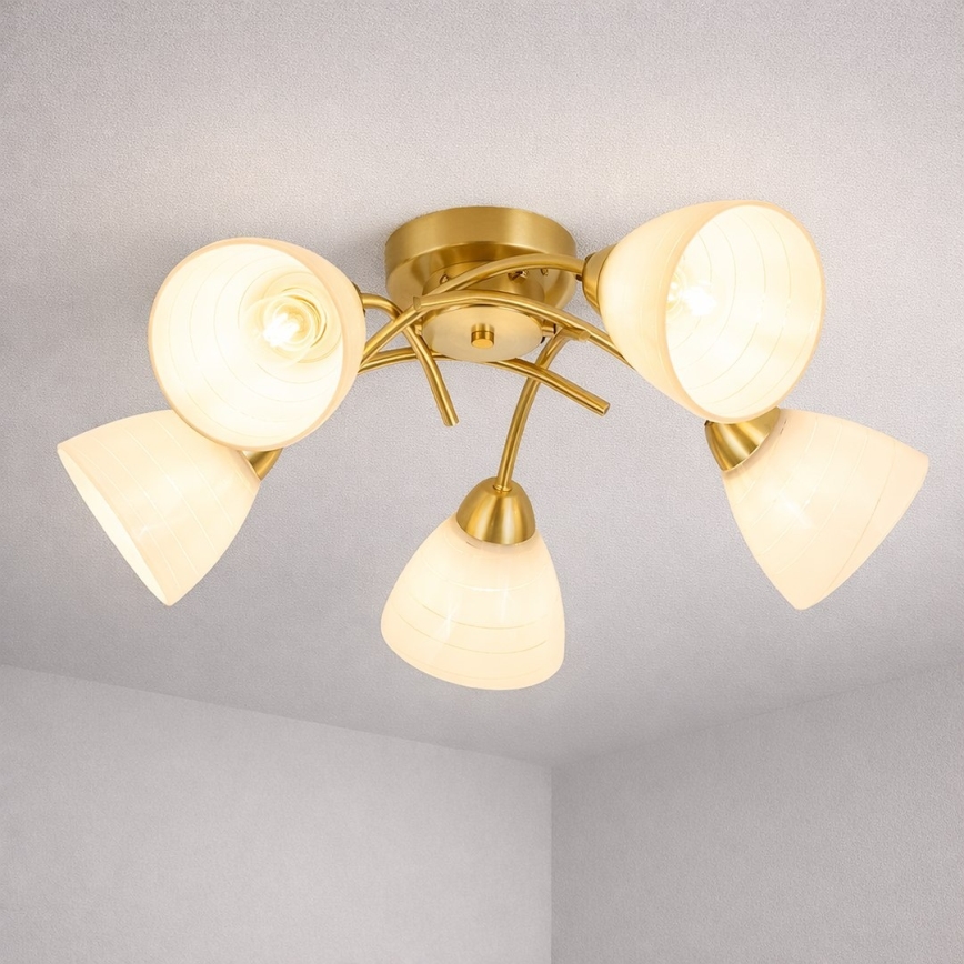 Lámpara de techo montada en superficie CLARA 5xE27/15W/230V dorada