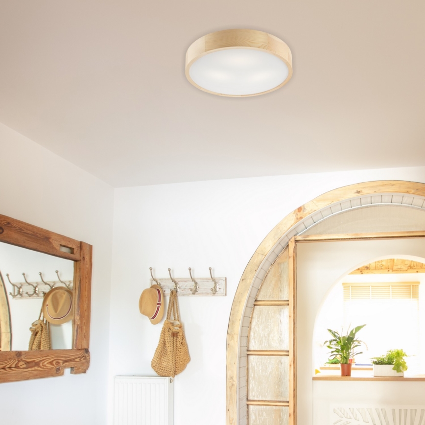 Lámpara de techo NATURAL 3xE27/60W/230V, diámetro 47,5 cm, madera de pino