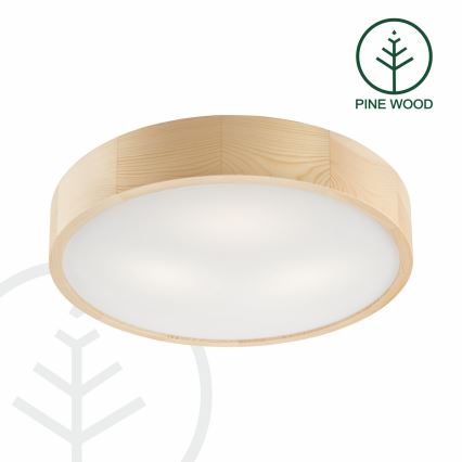 Lámpara de techo NATURAL 3xE27/60W/230V, diámetro 47,5 cm, madera de pino