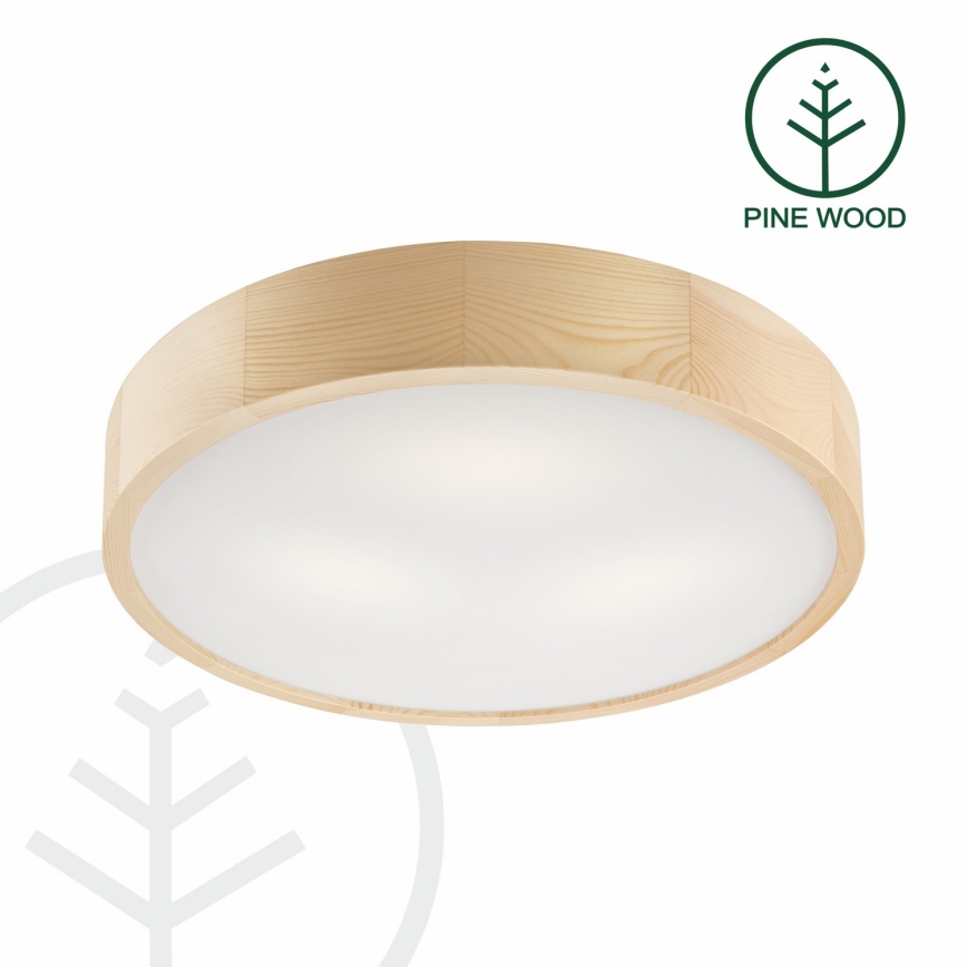 Lámpara de techo NATURAL 3xE27/60W/230V, diámetro 47,5 cm, madera de pino