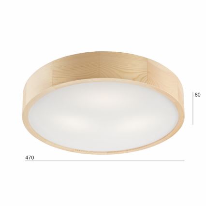 Lámpara de techo NATURAL 3xE27/60W/230V, diámetro 47,5 cm, madera de pino