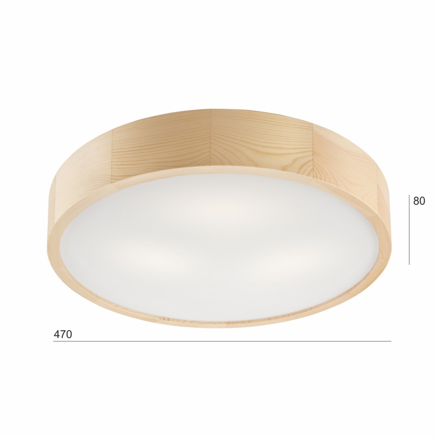 Lámpara de techo NATURAL 3xE27/60W/230V, diámetro 47,5 cm, madera de pino