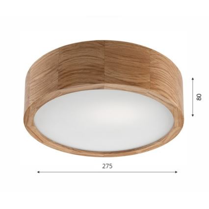 Lámpara de techo OAK 1xE27/60W/230V roble, diámetro 27,5 cm
