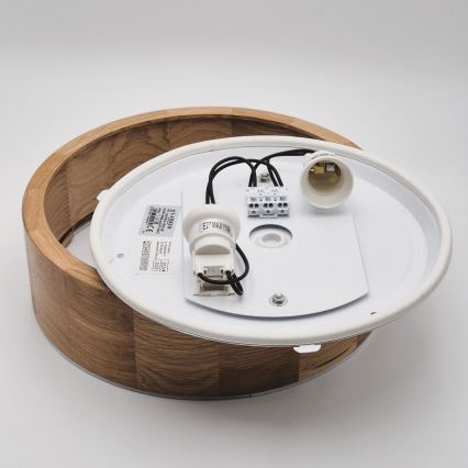 Lámpara de techo para baño OAK 2xE27/15W/230V IP54 roble Ø 27 cm
