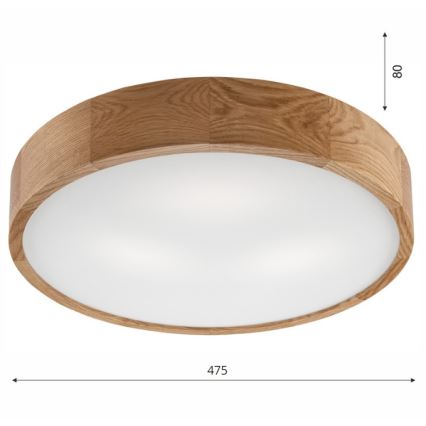 Lámpara de techo OAK 3xE27/60W/230V roble Ø 47,5 cm