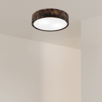 Lámpara de techo OAK SMOKY 2xE27/15W/230V Ø 37,5 cm roble/marrón oscuro