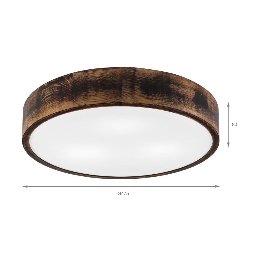 Lámpara de techo OAK SMOKY 3xE27/15W/230V Ø 47,5 cm roble/marrón oscuro