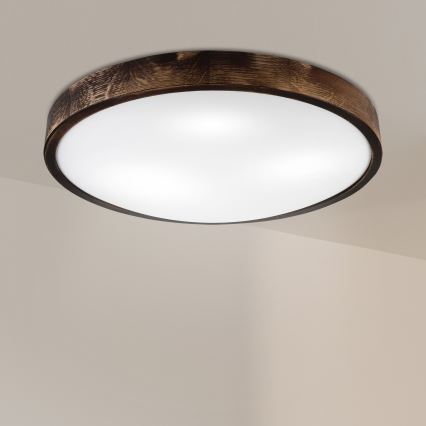 Lámpara de techo OAK SMOKY SLIM 3xE27/15W/230V Ø 47 cm roble/marrón oscuro