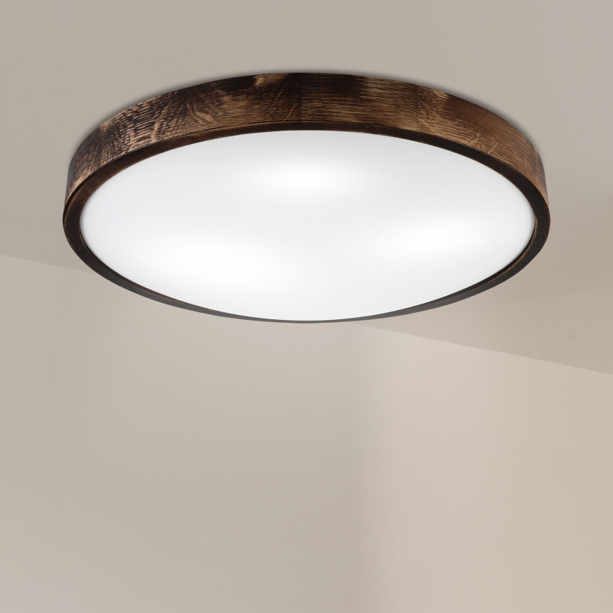 Lámpara de techo OAK SMOKY SLIM 3xE27/15W/230V Ø 47 cm roble/marrón oscuro