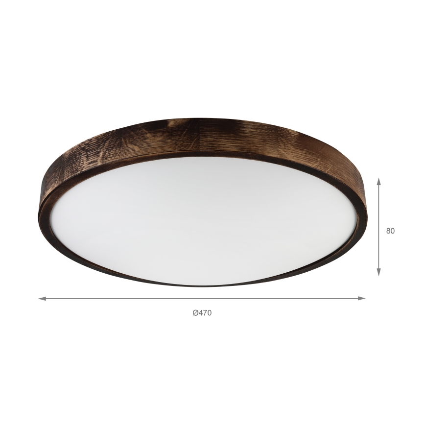 Lámpara de techo OAK SMOKY SLIM 3xE27/15W/230V Ø 47 cm roble/marrón oscuro