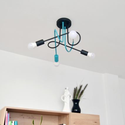Lámpara de techo OXFORD 4xE27/15W/230V negro/turquesa