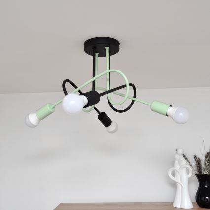 Lámpara de techo OXFORD 4xE27/15W/230V negro/verde