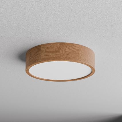 Lámpara de techo para baño con sensor CLEO 3xE27/24W/230V Ø 37,5 cm IP54 roble