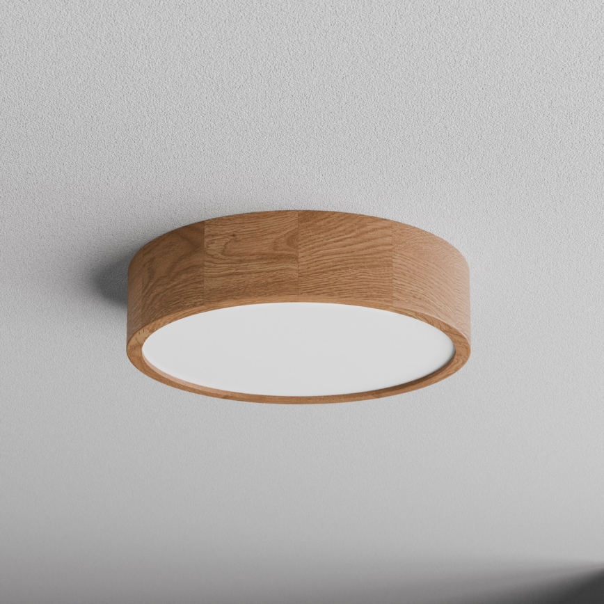 Lámpara de techo para baño con sensor CLEO 3xE27/24W/230V Ø 37,5 cm IP54 roble