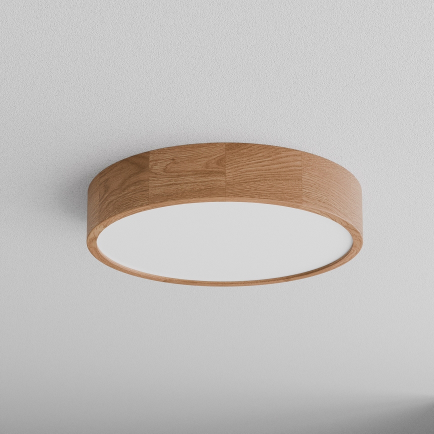 Lámpara de techo para baño con sensor CLEO 4xE27/24W/230V, diámetro 47,5 cm, IP54, acabado roble