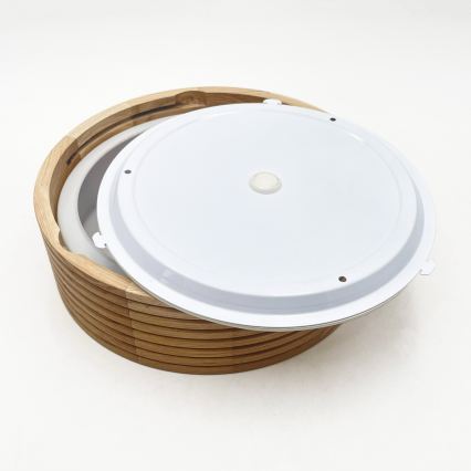 Lámpara de techo para baño LINARO, 2x E27/15W/230V, IP54, acabado en roble, diámetro 27 cm
