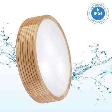 Lámpara de techo para baño LINARO 3xE27/15W/230V IP54 roble Ø 37 cm