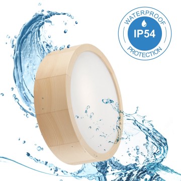 Lámpara de techo para baño NATURAL 2xE27/15W/230V IP54 pino Ø 27 cm