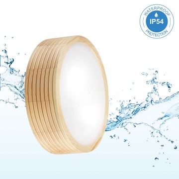 Lámpara de techo para baño NATURAL MODERN 2xE27/15W/230V IP54 Ø 27,5 cm pino